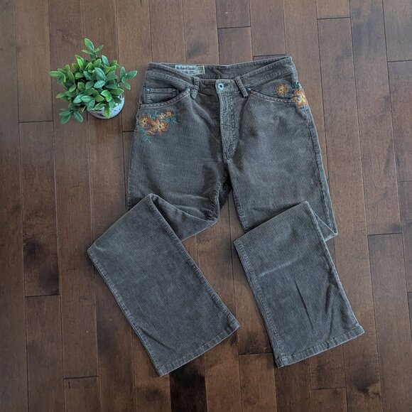 MARLBORO FLOWER DETAIL VINTAGE LOW RISE CORDUROY PANTS - Picture 1 of 4